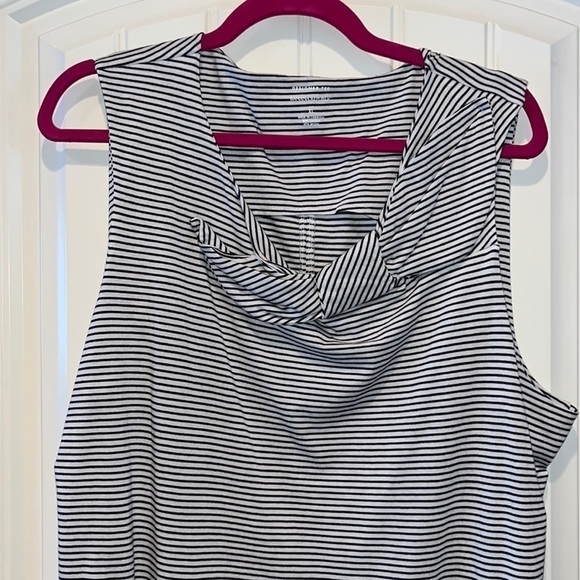 BLACK white stripe cotton blend sleeveless banana republic factory top bow XL - Picture 3 of 8